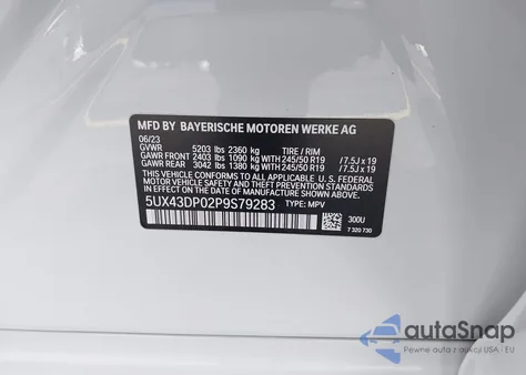 2023 BMW X3 Sdrive30I из США, поврежденный, VIN 5UX43DP02P9S79283